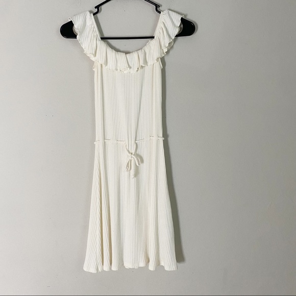 Reformation Granada Ribbed Ruffled White Mini Dress - Picture 3 of 12